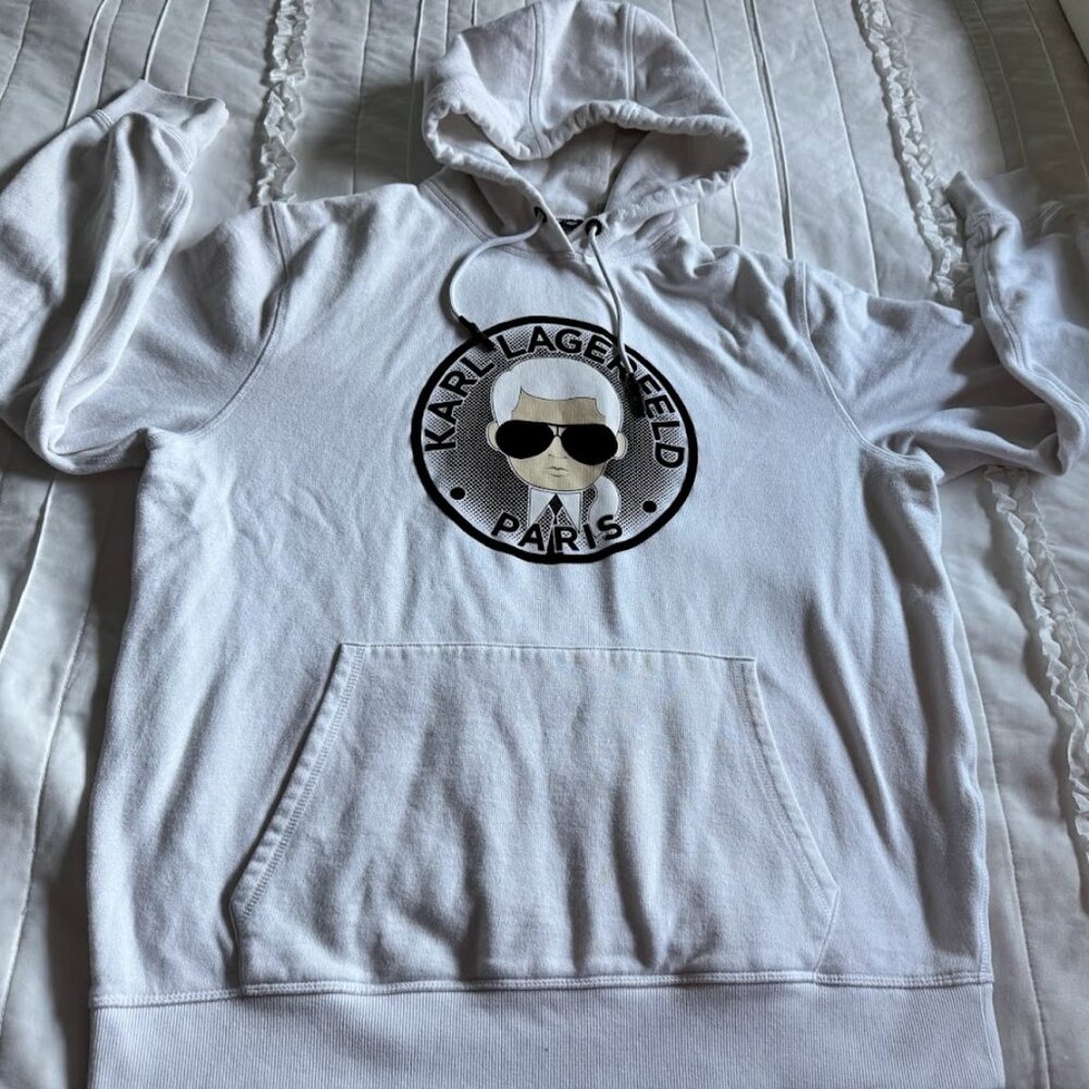 Karl Lagerfeld Paris 'Karl Character' Hoodie White Pullover, Large